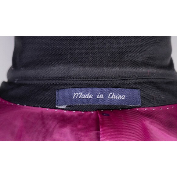 Alan Flusser Sport Coat Jacket Blazer Sz 44L Solid Black 2-Button Poly Blend EUC - Picture 13 of 14